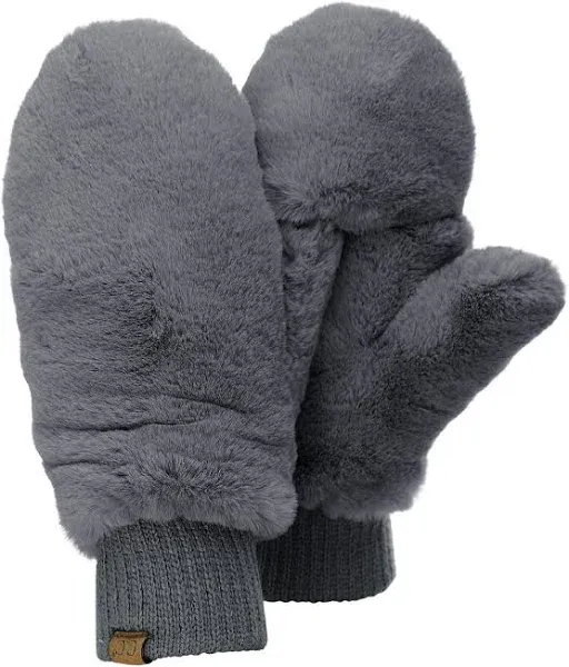 C.C Women's Faux Fur Wrist Length Mittens