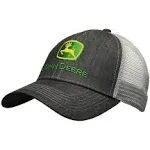 NWT John Deere Embroidered Strap Snack Back Gray Trucker Hat Mesh 100% Cotton