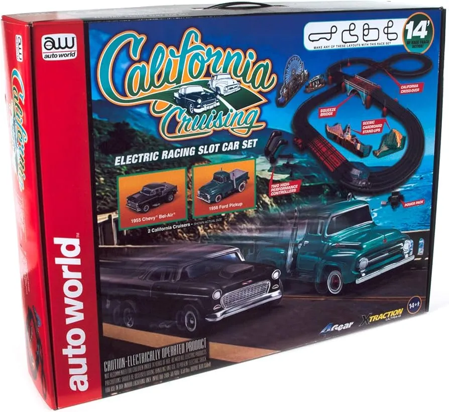 AUTO WORLD 14' California Cruising The Pacific Coast Highway Slot Race Set