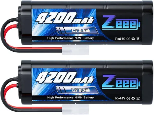 Zeee 72V 5000mAh NiMH Battery with Tamiya Plug 6cell Rechargeable Battery Pack High Power for RC Car Truck Truggy Buggy Associ