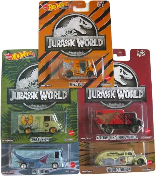 Hot Wheels Jurassic World 2022 Premium Pop Culture Complete 5 Car Diecast Set