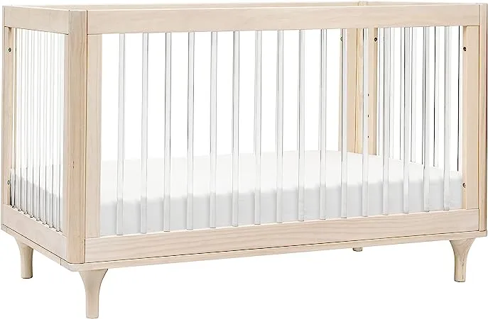 Babyletto Lolly 3-in-1 Convertible Crib with Toddler Bed Conversion Kit in Washed Natural/Acrylic, Greenguard Gold Certified 