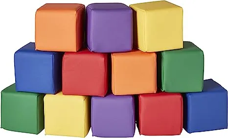 ECR4Kids SoftZone Patchwork Toddler Building Blocks, Foam Cubes, Contemporary, 12-Piece