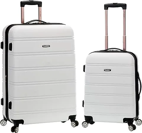 Rockland Melbourne Hardside Expandable Spinner Wheel Luggage, White, 2-Piece Set (20/28)