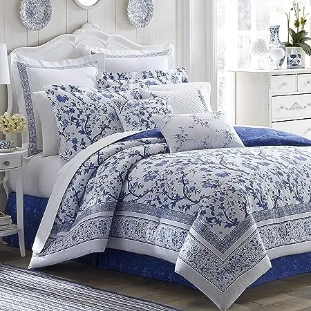 Laura Ashley Blue Charlotte Full Comforter Set