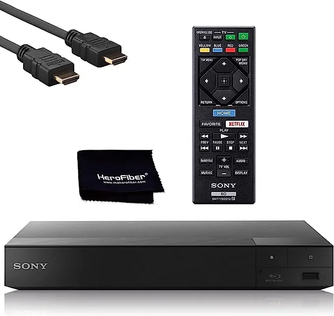 Sony BDP-BX370 Blu-ray Disc Player with built-in Wi-Fi and HDMI cable