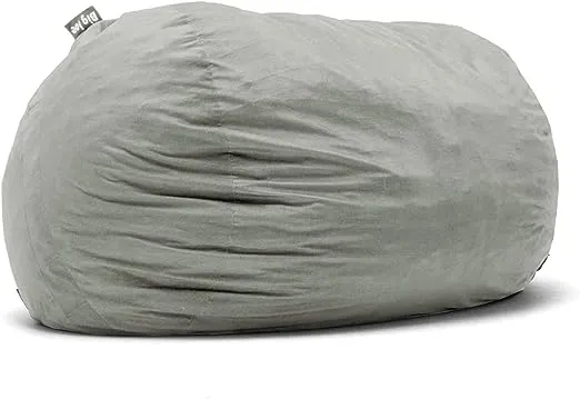 Big Joe Fuf XXL Foam Filled Bean Bag Chair with Removable Cover, Gray Plush, Soft Polyester, 6 feet Giant