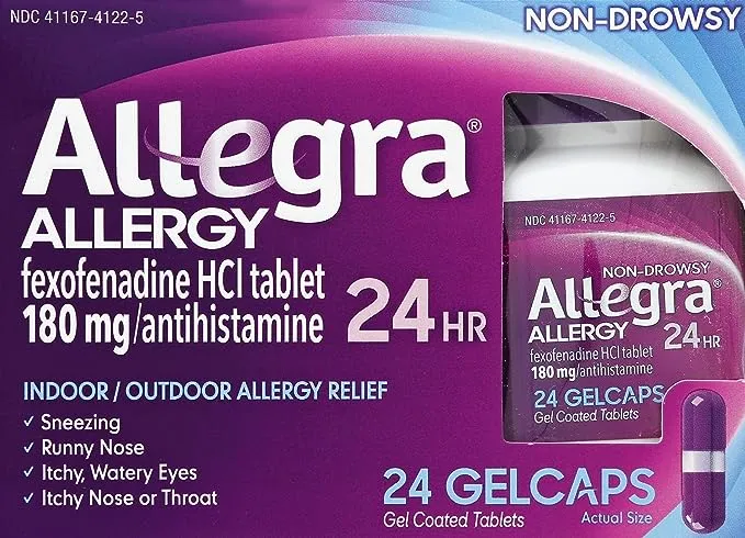 Allegra 24 Hour Allergy Relief Gel caps - Fexofenadine Hydrochloride