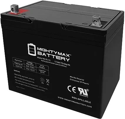 ML75-12INT -12 Volt 75 AH, Internal Thread (INT) Terminal, Rechargeable SLA AGM Battery