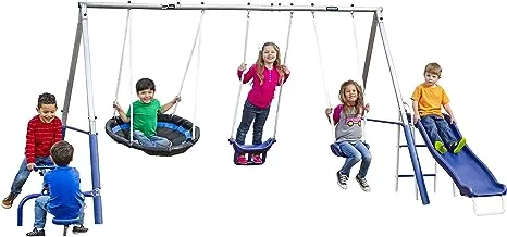 Free N&#039; Swing Swing Set, Gray, 91&#034;D X 168&#034;W X 74&#034;H