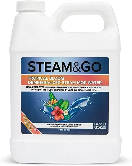 Steam & Go - Demineralized Water for Steam Cleaner, PVC-Free Floor Cleaner Liquid Compatible with Any Mop Steamer, Ready-to-Use Multisurface Cleaner,