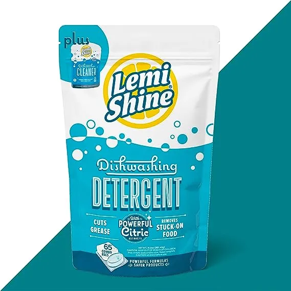 Lemi Shine Natural Dishwasher Pods | All-In-One Powder & Gel Dishwasher Detergent Pods with Powerful Citric Acid | Eco Friendly Dish Wash Cleaning Supplies (52 Count)