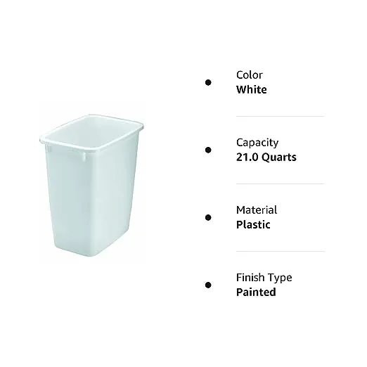 Rubbermaid 21 Quart Kitchen, Bathroom, and Office Wastebasket Trash Can, Bisque