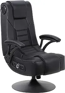 X Rocker Mammoth - Silla de juegos para computadora de oficina con pedestal, con altavoces montados en reposacabezas, subwoofer con respaldo, piel sintética, reposabrazos acolchado, 5152201, 32 x 40.9 x 26 pulgadas, exclusivo de Amazon, negro