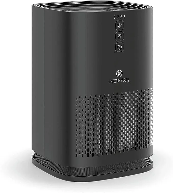 Medify MA-14 Air Purifier with H13 True HEPA Filter | 200 sq ft Coverage | for Allergens, Smoke, Wildfires, Dust, Odors, Pollen, Pet Dander | Quiet 99.9% Removal to 0.1 Microns | Black, 1-Pack