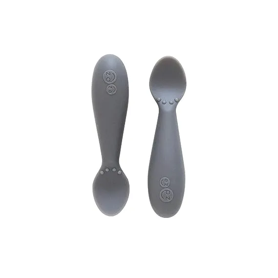 ezpz Tiny Spoon (2 Pack in Gray) - 100% Silicone Spoons for Baby Led Weaning + Purees - Designed by a Pediatric Feeding Specialist - 6 months+