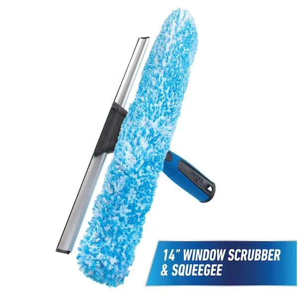 Unger 14 in. 2-in-1 Window Cleaner Squeegee & Scrubber Combi