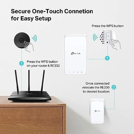 TP-Link AC1200 WiFi Range Extender (RE330), Covers Up to 1500 Sq.ft and 25 Devices, Dual Band Wireless Signal Booster, Internet Repeater, 1 Ethernet Port (Renewed)