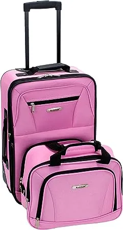 Rockland 2 Piece Luggage Set Pink Cross