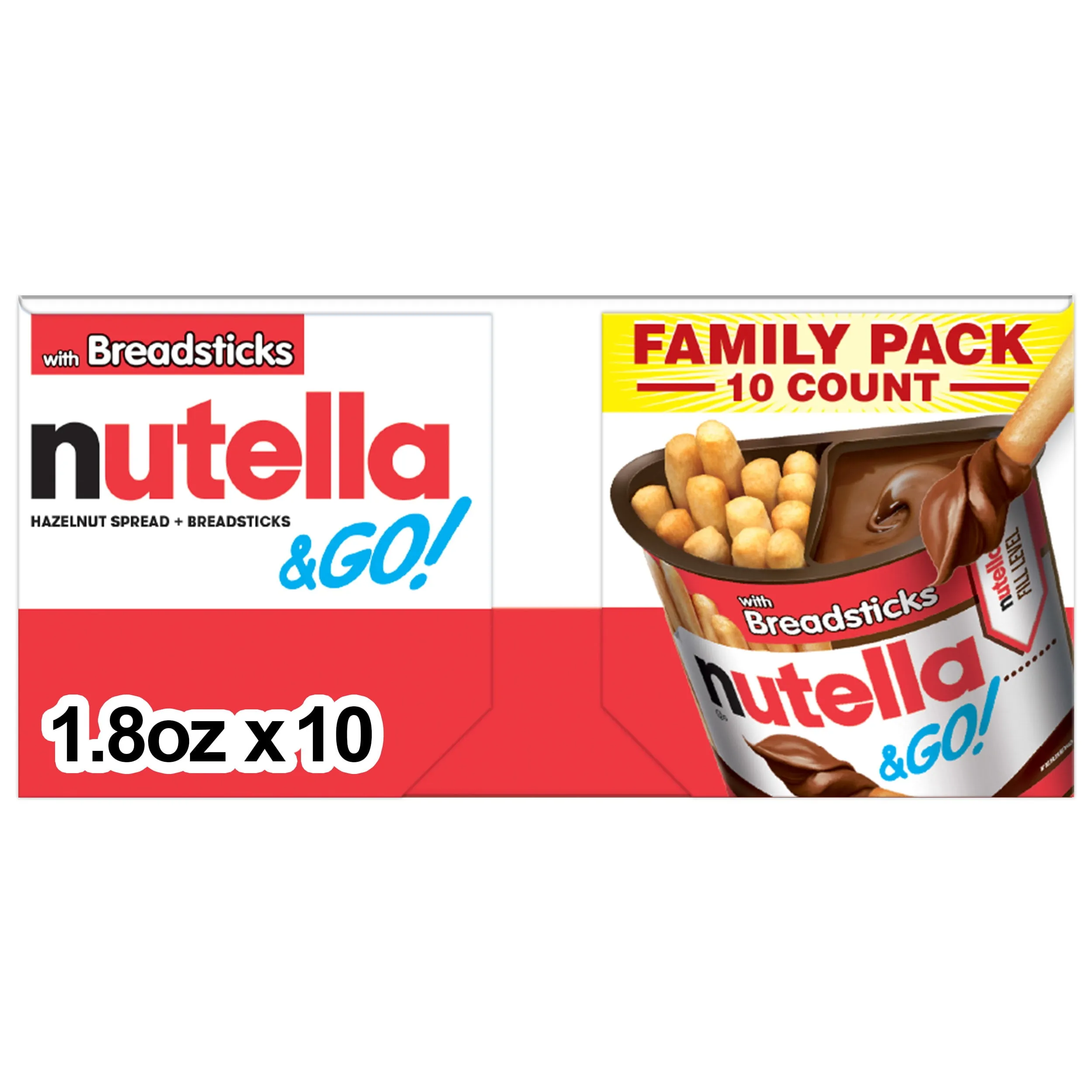 Nutella & GO! Hazelnut and Cocoa Spread with Pretzel Sticks, Snack Pack, 1.9 oz each, Bulk 12 Pack