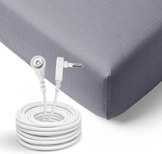 GroundLuxe Organic Fitted Grounding Sheet - for King Size Bed - Gray