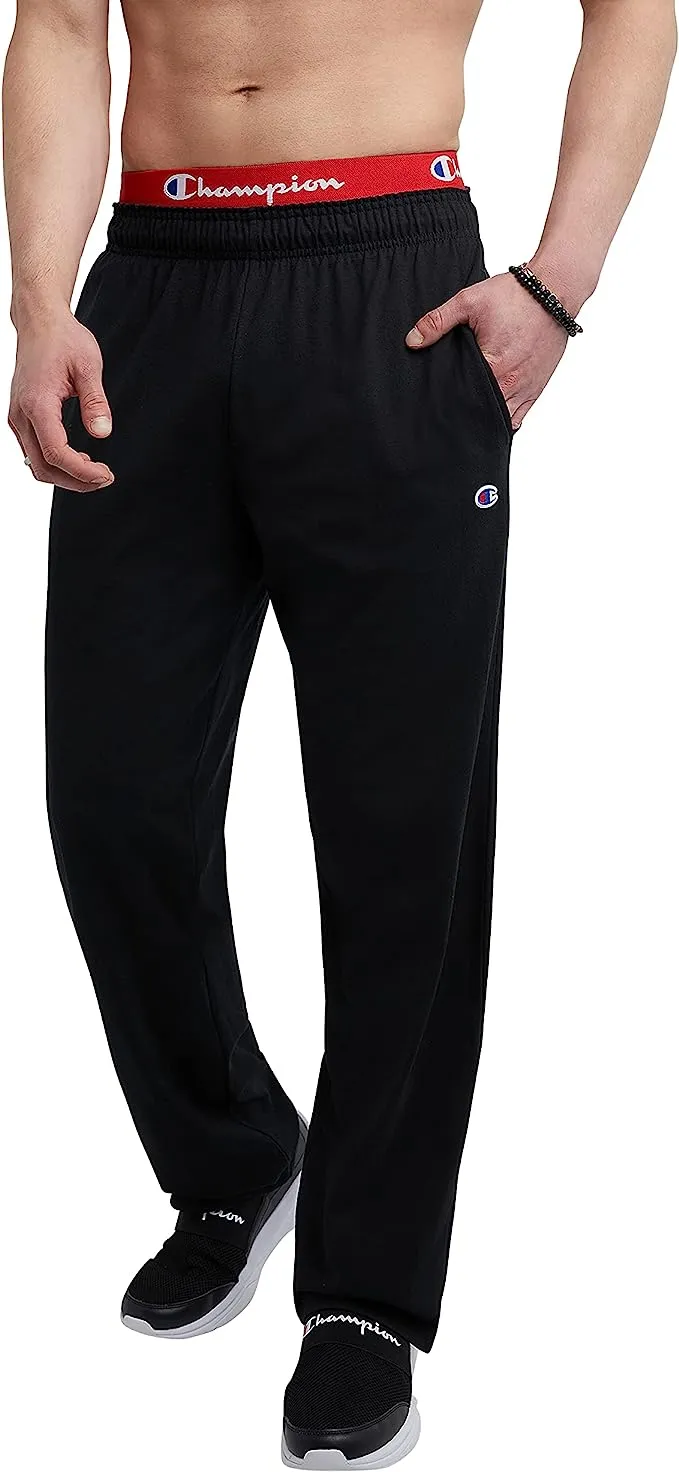 Champion Authentic Men's Open Bottom Jersey Pants, Black, 2XL