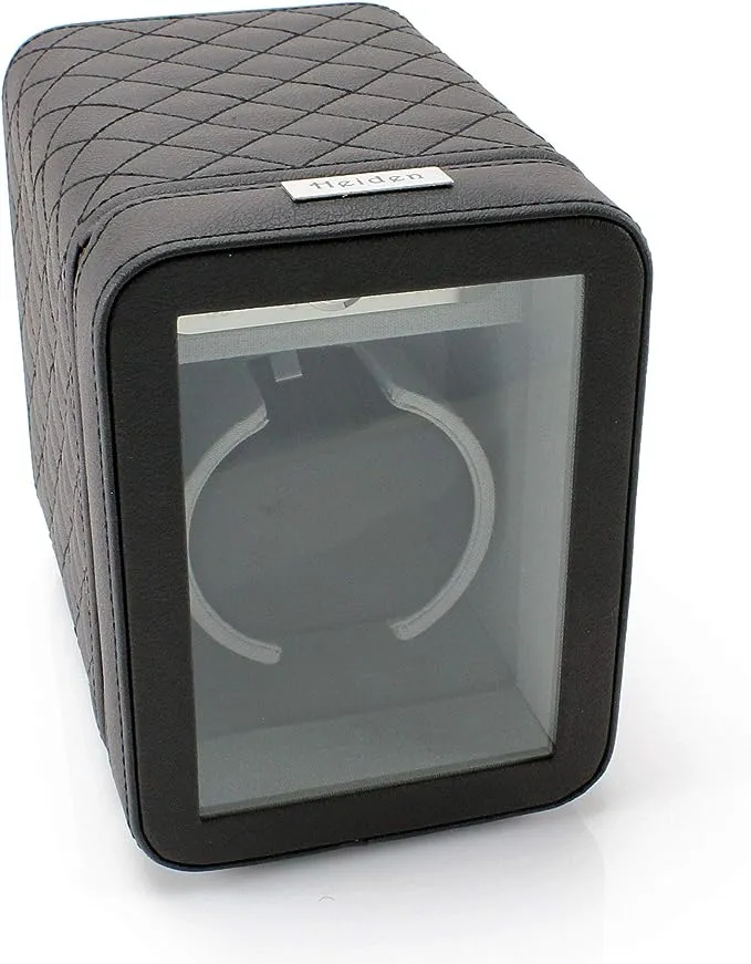 Monaco Single Watch Winder - Black Leather - Battery Powered Or Ac