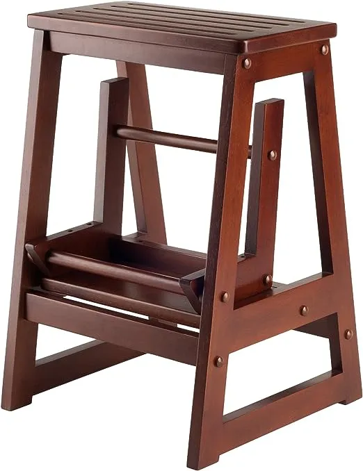 Winsome WW94022 2-Step Manufactured Wood Step Stool, Antique Walnut