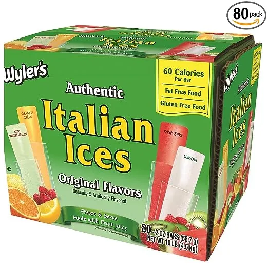 Wyler's Italian Ice Freezer Bar, 2 oz, 80 Count