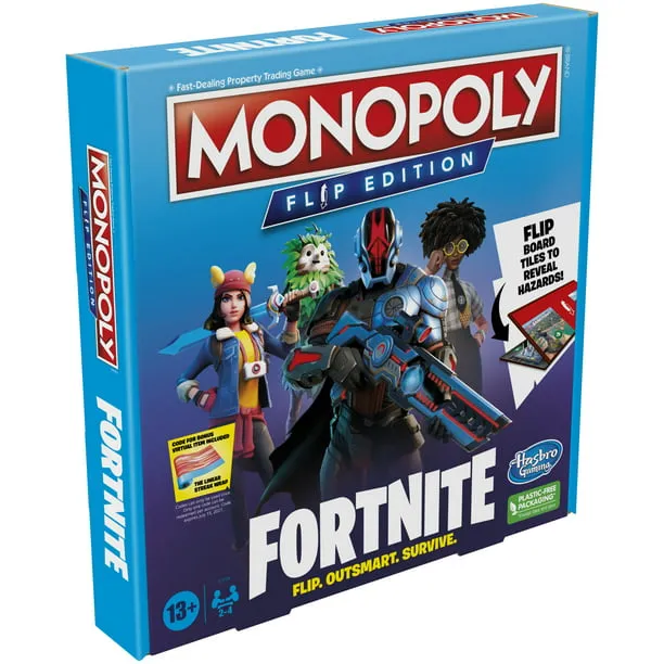 Hasbro Gaming Monopoly Flip Edition: Fortnite Board Game for Ages 13 Game Inspired by Fortnite Video Game, Board Games for Teens and Adults, 2-4 Players