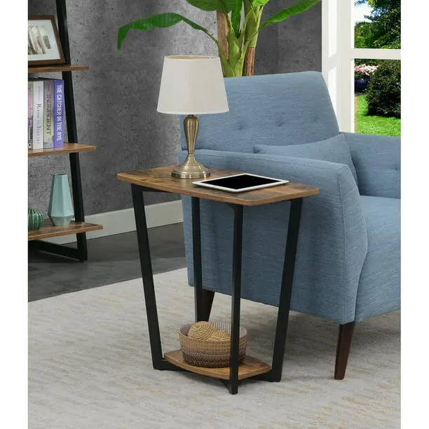 Convenience Concepts Graystone End Table with Shelf, Faux Birch/Slate Gray