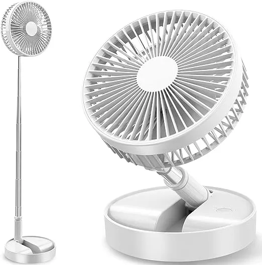 Fold Away Fan Collapsible Fan for Traveling Portable Flodaway Fan Rechargeable Portable Folding Travel Fans Portable Pedestal Standing Fan Foldable Travel with 7200Mah Battery for Bedroom Home OfficeFold Away Fan Collapsible Fan for Traveling Portable Fl