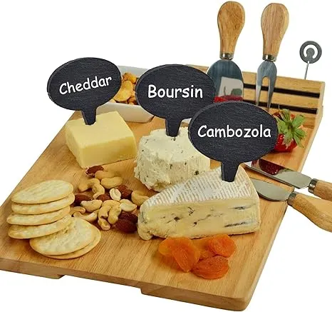 Cheese Markers for Charcuterie Board, Set of 18pcs Slate Cheese Labels Sign, Cheese Markers Set, Chalkboard Picks Cheese Name Tag Cupcake Toppers