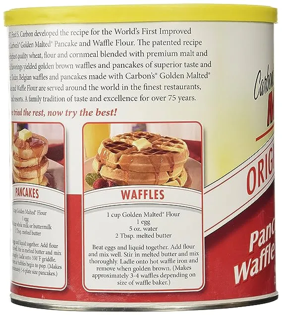 Golden Malted Harina para panqueques y waffles, original, latas de 33 onzas (paquete de 2)