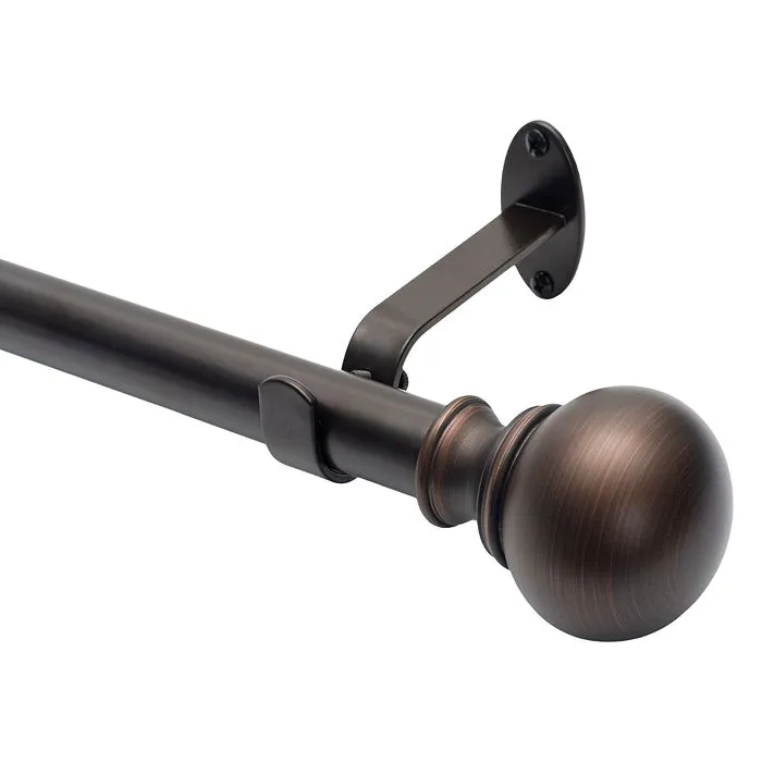 Elrene Cordelia 86 in. - 120 in. Adjustable 1 in. Single Curtain Rod in Antique Bronze with Globe Ball Finial