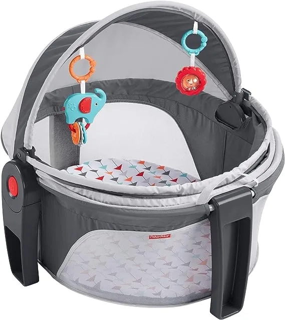 Fisher-Price On-the-Go Baby Dome Portable Bassinet & Play Space with 2 Toys, Multicolor