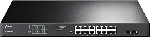 TP-Link TL-SG1218MPE | 16 Port Gigabit PoE Switch | Easy Smart Managed | 16 PoE+ Ports @250W, 2 non-PoE ports, 2 combo SFP slots | QoS, Vlan, IGMP & LAG | Limited Lifetime Protection | Port Priority