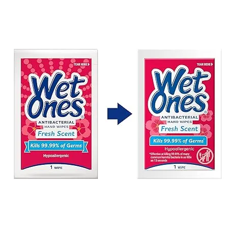 Wet Ones Antibacterial Hand Wipes Singles, Fresh Scent, Individually Wrapped 24 ct. (6 pack)