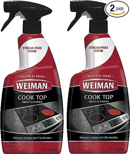 Weiman Cooktop Cleaner for Daily Use (2 Pack) Streak Free, Residue Free, Non-Abrasive Formula - 22 Ounce