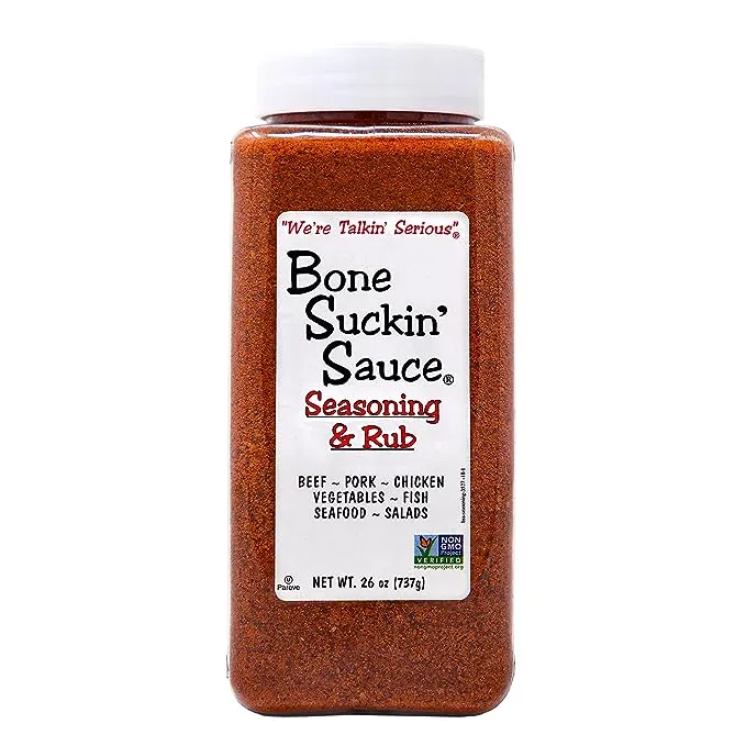 Bone Suckin' Seasoning & Rub, Original Blend, 26 Oz - Grilling Rubs, Dry Pork Rub, Gluten-Free, Non-GMO, Kosher, Great on Ribs, Pork, Beef, Chicken, Seafood, Pasta, Vegetables & Even Popcorn! No Msg - 1 Pc