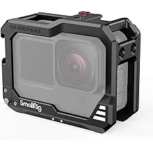 SmallRig Hero12 / Hero11 / Hero 10 / Hero 9 - Jaula negra para GoPro, compatible con el lente de filtro de lente Max en la cámara, con 2 soportes de zapata fría para micrófono y luz de video LED - 3084C