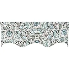 Ellis Curtain Paisley Prism Jacobean Floral Print Lined Duchess Filler Valance, 50 by 15-Inch, Latte