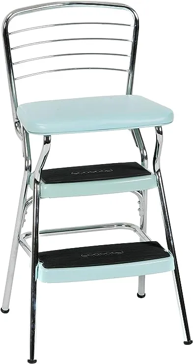 2-Step 3 ft. Steel Retro Step Stool with 225 lb. Load Capacity in Teal