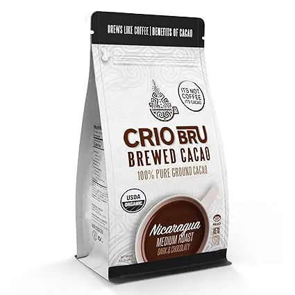 Crio Bru Brewed Cacao: Nicaragua Medium Roast 680g (24oz) Bag | 100% Pure Ground Cacao | Great SUBSTITUTE to Herbal Tea and Coffee | Honest Energy | K