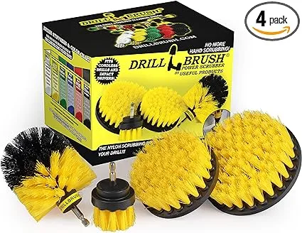 Drillbrush 4 Piece Nylon Power Brush Tile and Grout Bathroom Cleaning Scrub Brush Kit