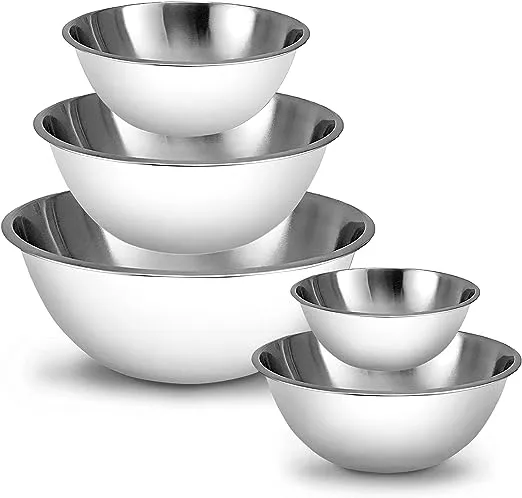 WHYSKO Meal Prep Stainless Steel Mixing Bowls Set, Home, Refrigerator, and Kitchen Food Storage Organizers | Ecofriendly, Reusable, Heavy Duty (White)