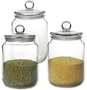 Maredash Glass Jars,Candy Jar with Lid for Household,Food Grade Clear Jars - 1/2 Gallon (3)