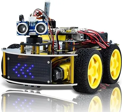 KEYESTUDIO Smart Car Robot,4WD Programmable DIY Starter Kit for Arduino for Uno R3,Electronics Programming Project/STEM Educational/Science Coding Robot for Teens Adults,15+