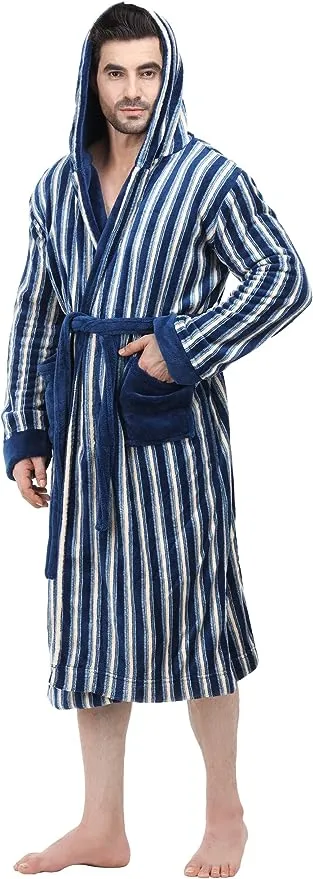 NY Threads Luxurious Mens Shawl Collar Fleece Bathrobe Spa Robe