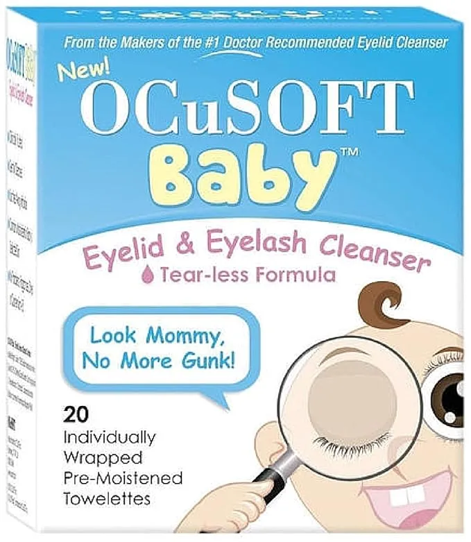 OCuSOFT Baby Eyelid and Eyelash Cleanser, Pre-Moistened Towelette, White/Blue 20 Count